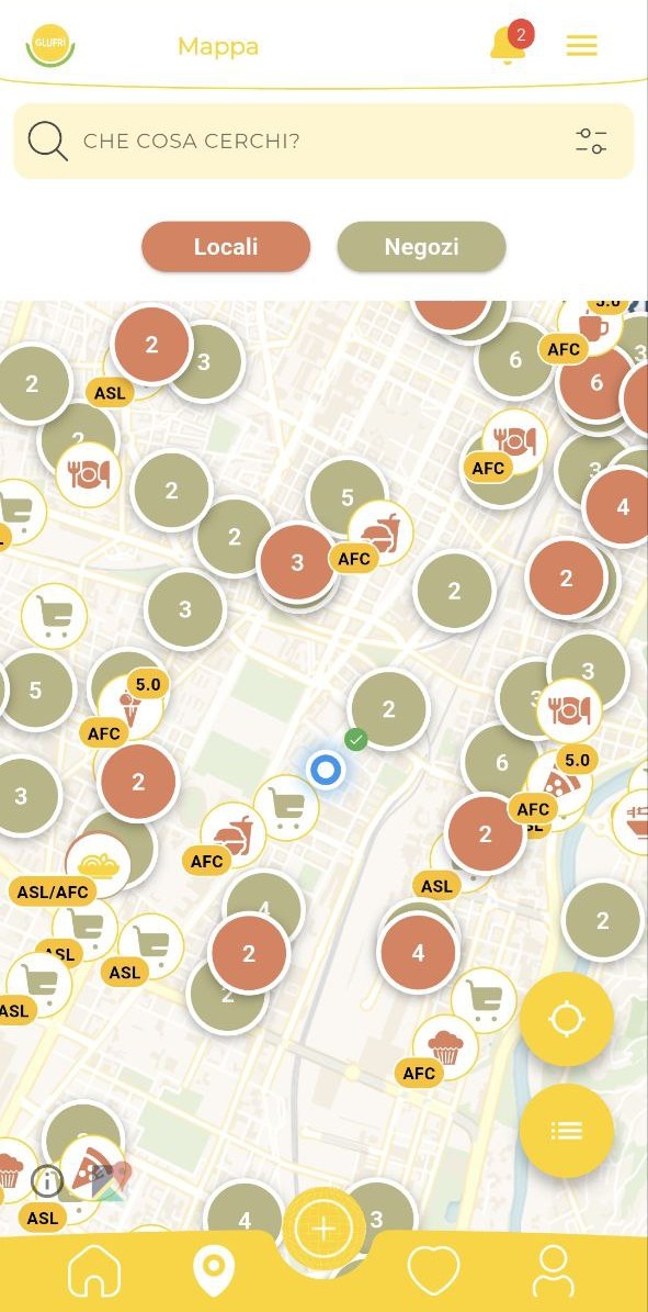 Mappa con ristoranti senza glutine